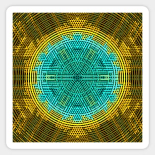 Weave Mandala Blue and Yellow Sticker